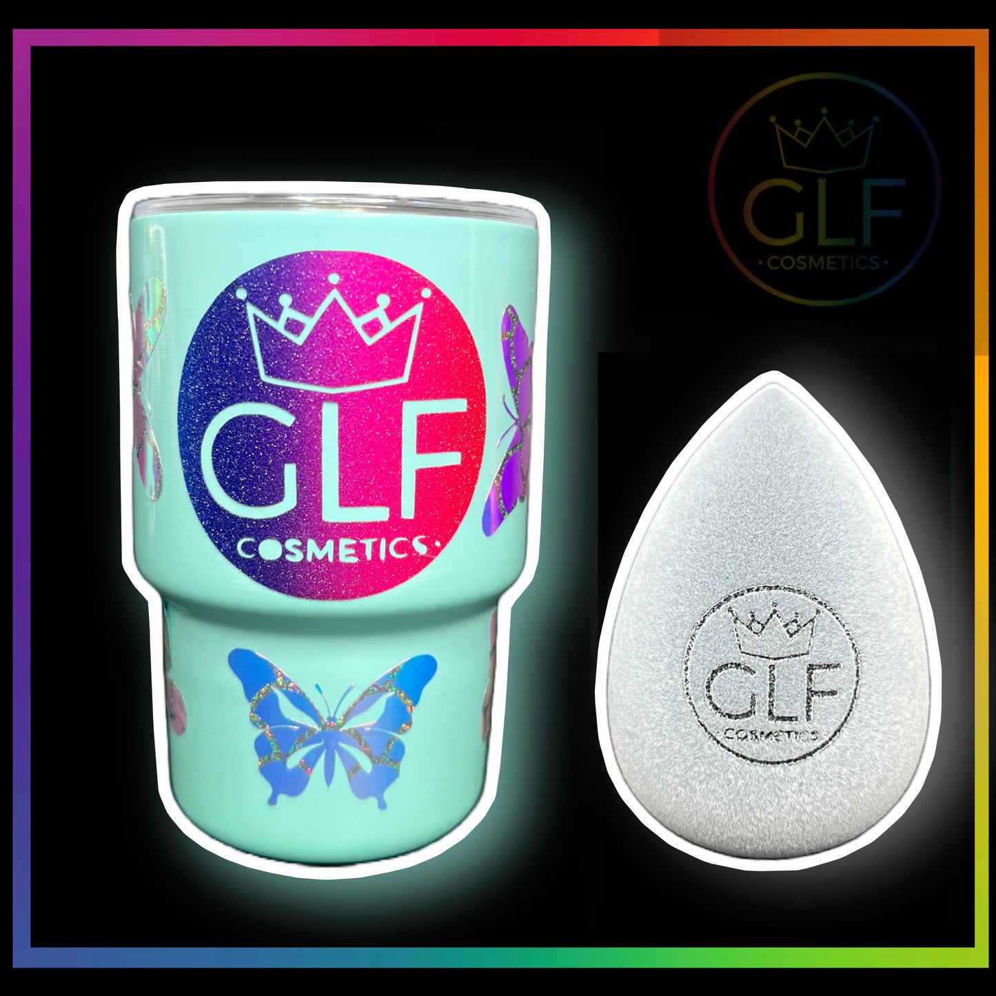 Butterflies Beauty Blender and Mini Shot Tumbler