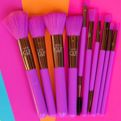 Neon Purple Full Face Brush Set