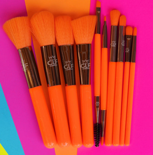 Neon Orange Full Face Brush Set